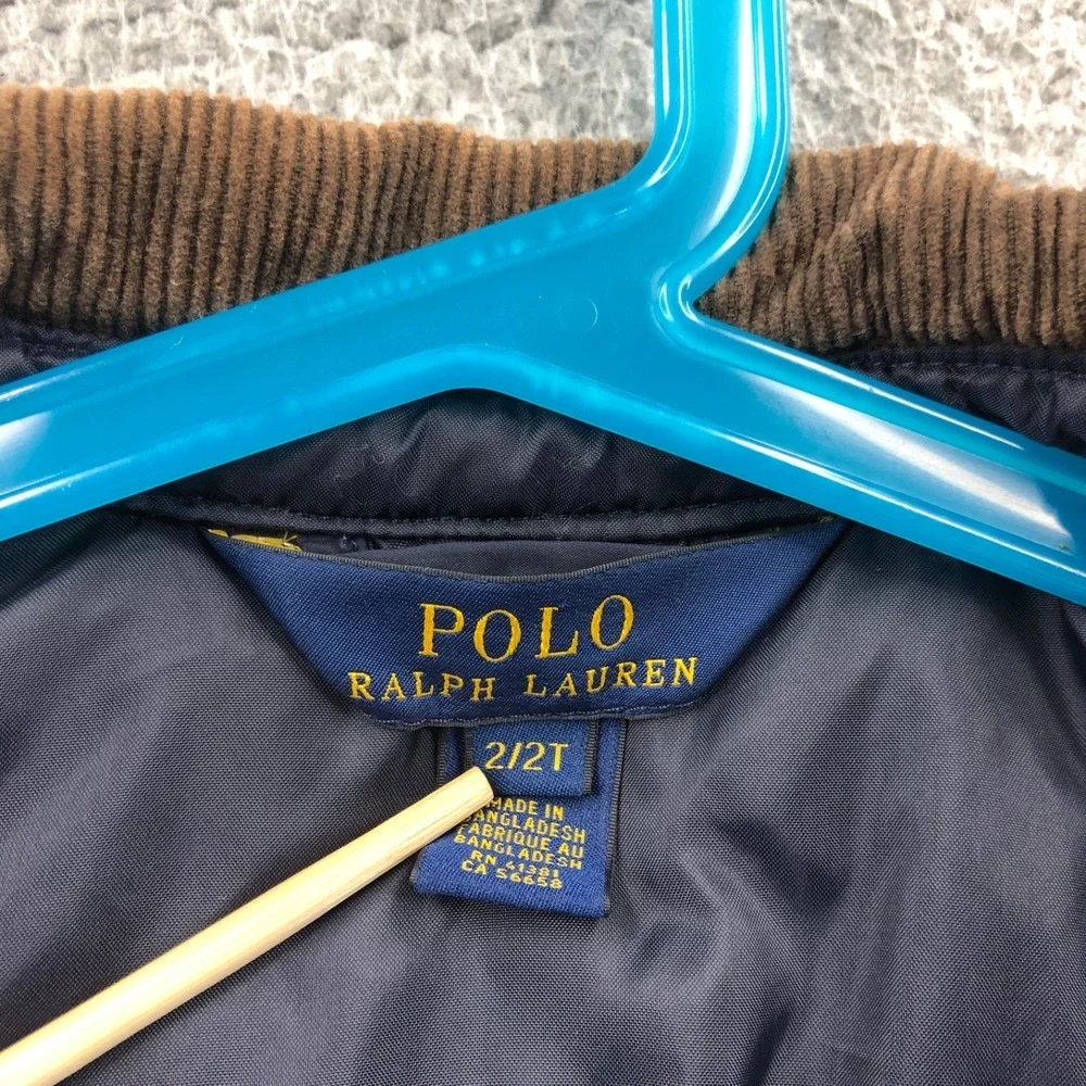 Polo Ralph Lauren Toddler Jacket 2T Boys Navy Blue Diamond Quilted Corduroy Trim